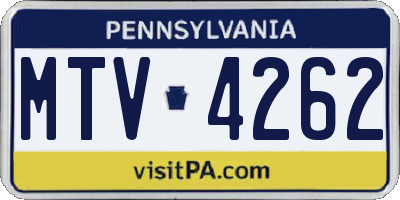 PA license plate MTV4262