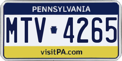 PA license plate MTV4265