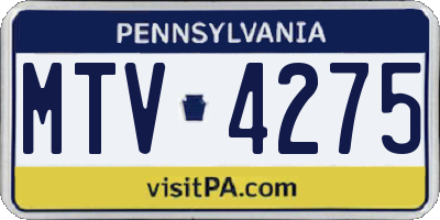 PA license plate MTV4275