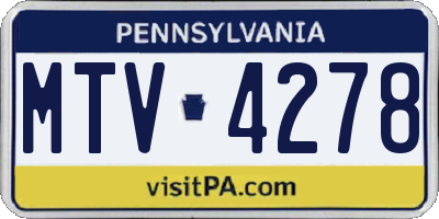 PA license plate MTV4278
