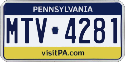 PA license plate MTV4281