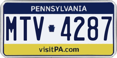 PA license plate MTV4287