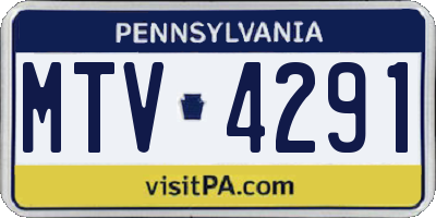 PA license plate MTV4291