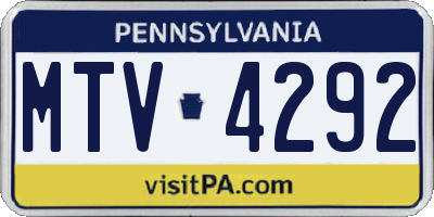 PA license plate MTV4292
