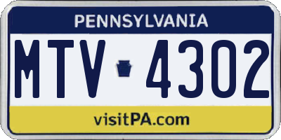 PA license plate MTV4302