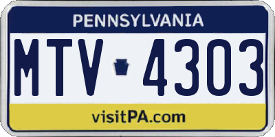 PA license plate MTV4303