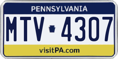 PA license plate MTV4307