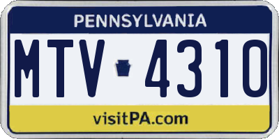 PA license plate MTV4310