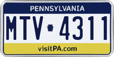 PA license plate MTV4311