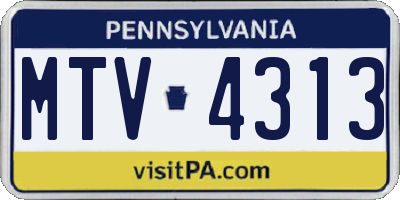 PA license plate MTV4313