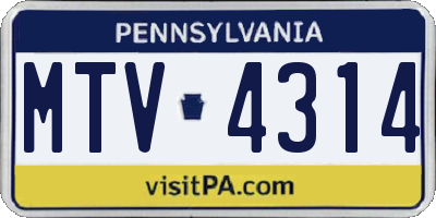 PA license plate MTV4314