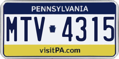 PA license plate MTV4315