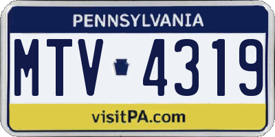 PA license plate MTV4319