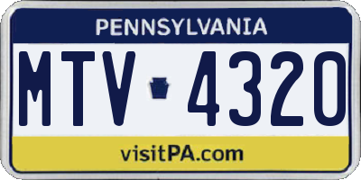 PA license plate MTV4320