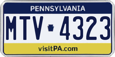PA license plate MTV4323