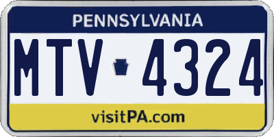 PA license plate MTV4324