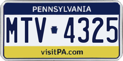 PA license plate MTV4325
