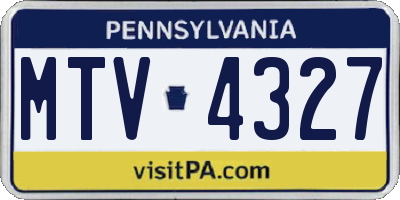 PA license plate MTV4327
