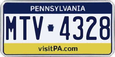 PA license plate MTV4328