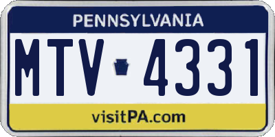 PA license plate MTV4331