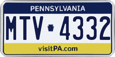 PA license plate MTV4332
