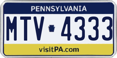 PA license plate MTV4333