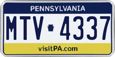 PA license plate MTV4337