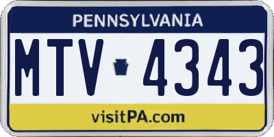 PA license plate MTV4343