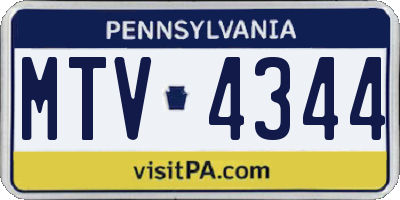 PA license plate MTV4344