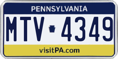PA license plate MTV4349
