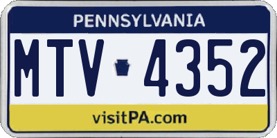 PA license plate MTV4352