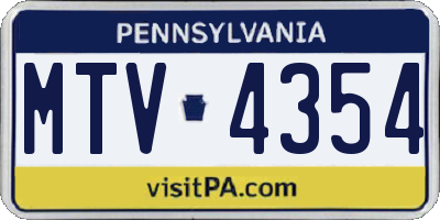 PA license plate MTV4354