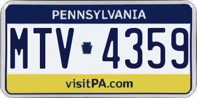 PA license plate MTV4359