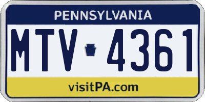 PA license plate MTV4361