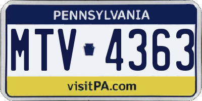 PA license plate MTV4363