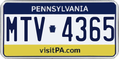 PA license plate MTV4365