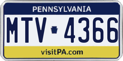 PA license plate MTV4366