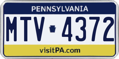 PA license plate MTV4372