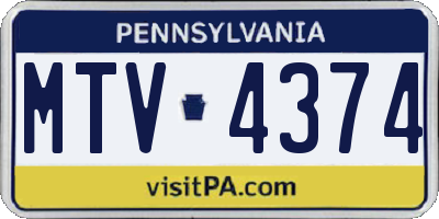 PA license plate MTV4374