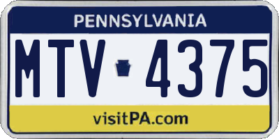 PA license plate MTV4375