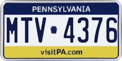 PA license plate MTV4376