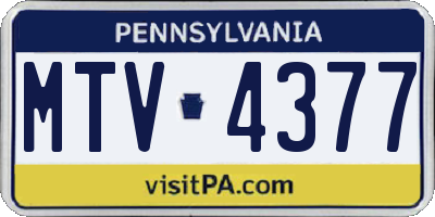 PA license plate MTV4377