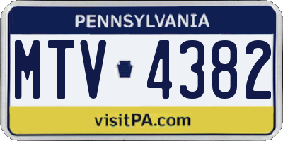 PA license plate MTV4382