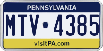 PA license plate MTV4385