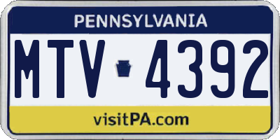 PA license plate MTV4392