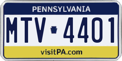 PA license plate MTV4401