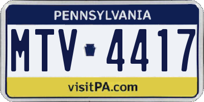PA license plate MTV4417