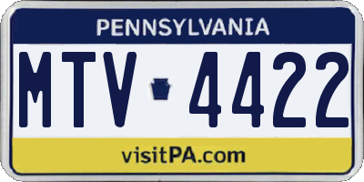 PA license plate MTV4422