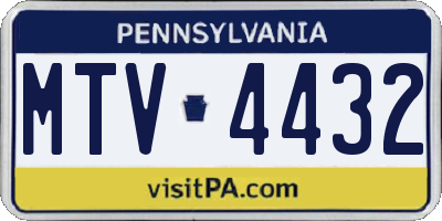 PA license plate MTV4432