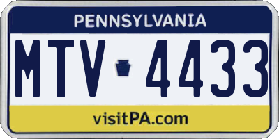 PA license plate MTV4433